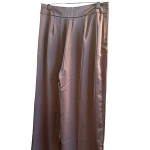 Old Navy Woman’s Size 6 Mocha Brown Sateen‎ Wide Leg Pants Side Zipper Pockets